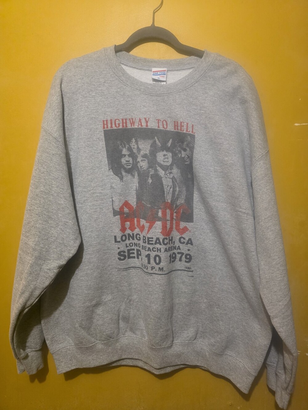 AC⚡️DC Grey Crewneck Sweatshirt with Red & Black Graphic